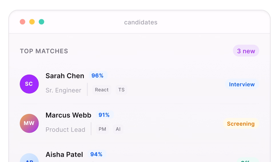 Recruitment Agent interface